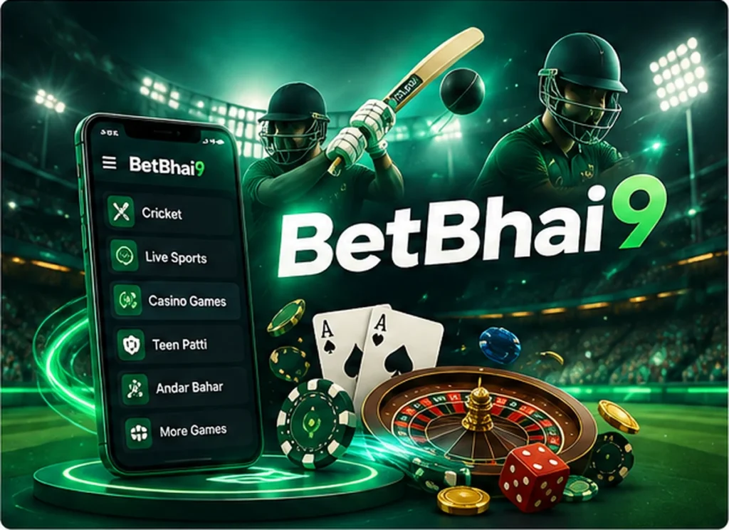 BetBhai9 cricket, live sports and casino gaming illustration