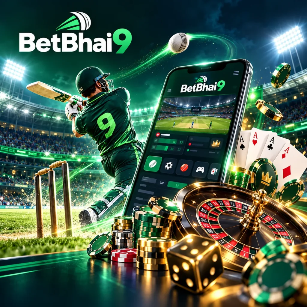 BetBhai9 cricket and casino gaming illustration